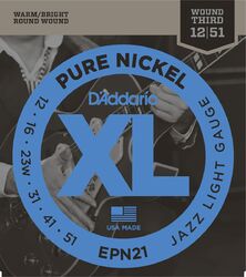 Electric guitar strings D'addario EPN21 XL Pure Nickel - Jazz Light - 012-051 - Set of strings