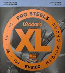 Electric bass strings D'addario EPS160 Electric Bass 4-String Set ProSteels Round Wound Long Scale 50-105 - Set of 4 strings