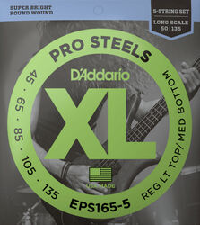 Electric bass strings D'addario EPS165-5 Electric Bass 5-String Set ProSteels Round Wound Long Scale 45-135 - 5-string set