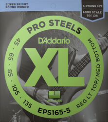 Electric bass strings D'addario EPS165 Electric Bass 4-String Set ProSteels Round Wound Long Scale 50-105 - Set of 4 strings