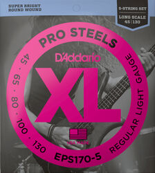 Electric bass strings D'addario EPS170-5 Electric Bass 5-String Set ProSteels Round Wound Long Scale 45-130 - 5-string set