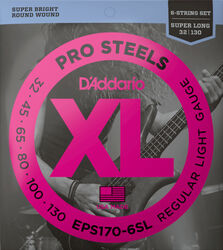 Electric bass strings D'addario EPS170-6SL Electric Bass 6-String Set ProSteels Round Wound Super Long Scale 30-130 - Set of strings