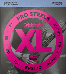 Electric bass strings D'addario EPS170 Electric Bass 4-String Set ProSteels Round Wound Long Scale 45-100 - Set of 4 strings
