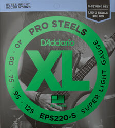 Electric bass strings D'addario EPS220-5 Electric Bass 5-String Set ProSteels Round Wound Long Scale 40-125 - 5-string set