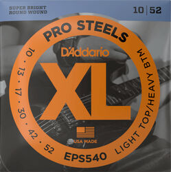 Electric guitar strings D'addario EPS540 Electric Guitar 6-String Set ProSteels Round Wound 10-52 - Set of strings