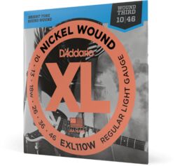Electric guitar strings D'addario EXL110W Nickel Wound Regular Light Wound 3rd 10-46 - Set of strings