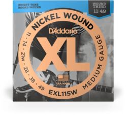 Electric guitar strings D'addario EXL115W Nickel Wound, Medium/Blues-Jazz Rock, Wound 3rd, 11-49 - Set of strings