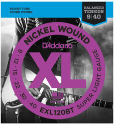 Electric guitar strings D'addario EXL120BT Electric Balanced Tension Super Light 9-40