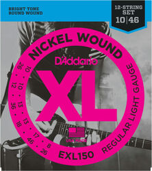 Electric guitar strings D'addario EXL150 Nickel Round Wound 12-String, Regular Light, 10-46 - Set of strings