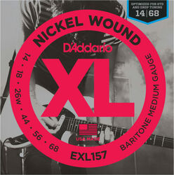 Electric guitar strings D'addario EXL157 Nickel Round Wound, Baritone Medium, 14-68 - Set of strings