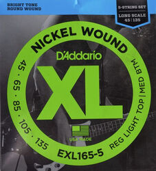 Electric bass strings D'addario EXL165-5 Electric Bass 5-String Set Nickel Round Wound Long Scale 45-135 - 5-string set