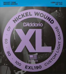 Electric bass strings D'addario EXL190 Electric Bass 4-String Set Nickel Round Wound Long Scale 40-100 - Set of 4 strings