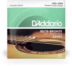Acoustic guitar strings D'addario EZ920 85/15 Bronze Acoustic Guitar Strings, Medium Light, 12-54