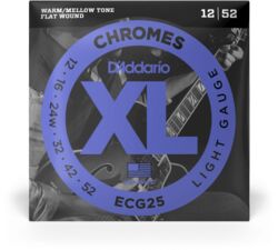 Electric guitar strings D'addario ECG25 Chromes Flat Wound, Light, 12-52 - Set of strings