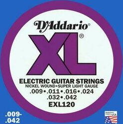 Electric guitar strings D'addario EXL120 Electric Super Light 09-42 - Set of strings