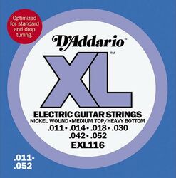 Electric guitar strings D'addario EXL116 Nickel Wound Med Top/Heavy Btm 011-052 - Set of strings