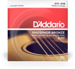 Acoustic guitar strings D'addario Phosphor Bronze EJ17 Medium 13-56 - Set of strings