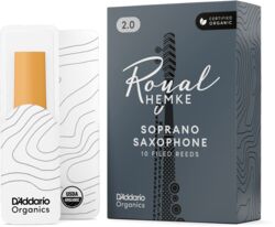 Saxphone reed D'addario RHKP10SSX200 Royal Hemke Organic Soprano Saxophone Reeds, Strength 2.0, 10-pack