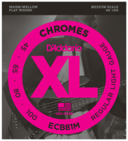 ECB81M Electric Bass 4-String Set Chromes Flatwound Medium Scale 45-100 - set of 4 strings