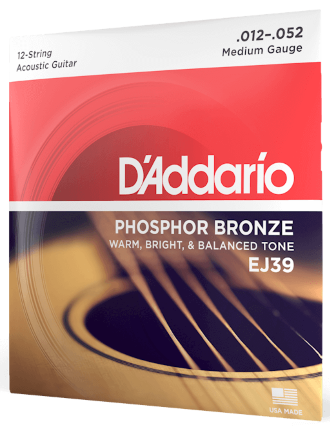 D'addario Jeu De 12 Cordes Ej39 Phosphor Bronze Acoustic Guitar Medium 13-56 - Acoustic guitar strings - Variation 1