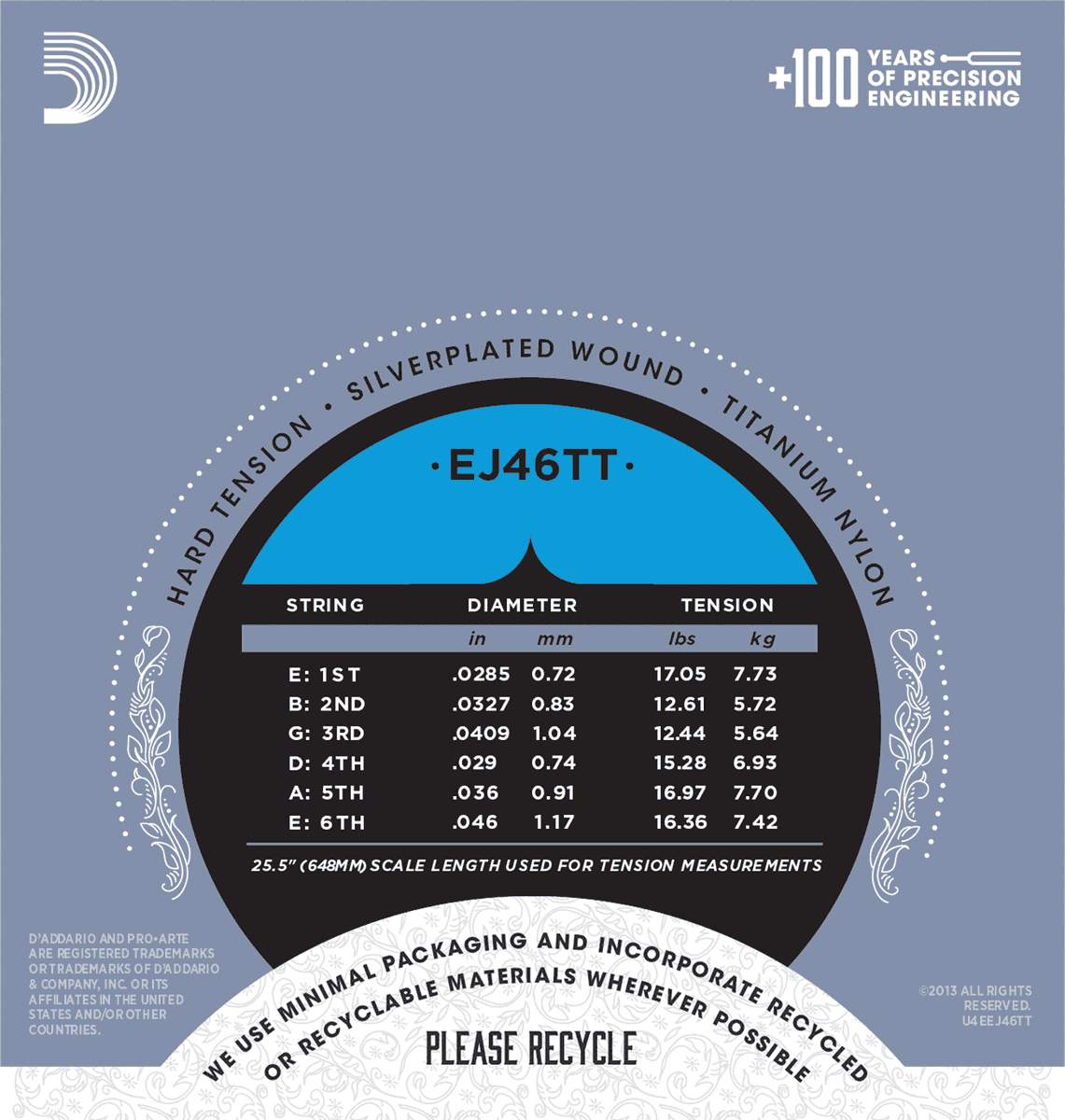 D'addario Jeu De 6 Cordes Ej46tt Pro Arte Classical Dynacore - Hard Tension - Nylon guitar strings - Variation 1