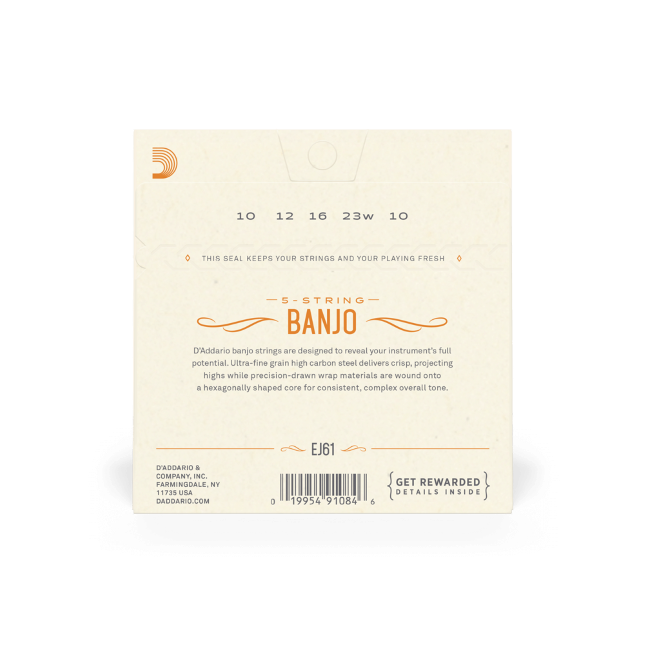 D'addario Ej61 5-string Bango Medium Nickel Plated Steel 010-023 - Banjo strings - Variation 2
