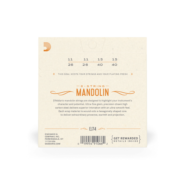 D'addario Ej74 Mandolin Strings Phosphor Bronze Medium 11-40 - Mandoline strings - Variation 2