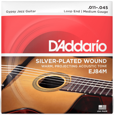 Acoustic guitar strings D'addario EJ84M Gypsy Jazz Loop End Medium 11-45 - Set of strings