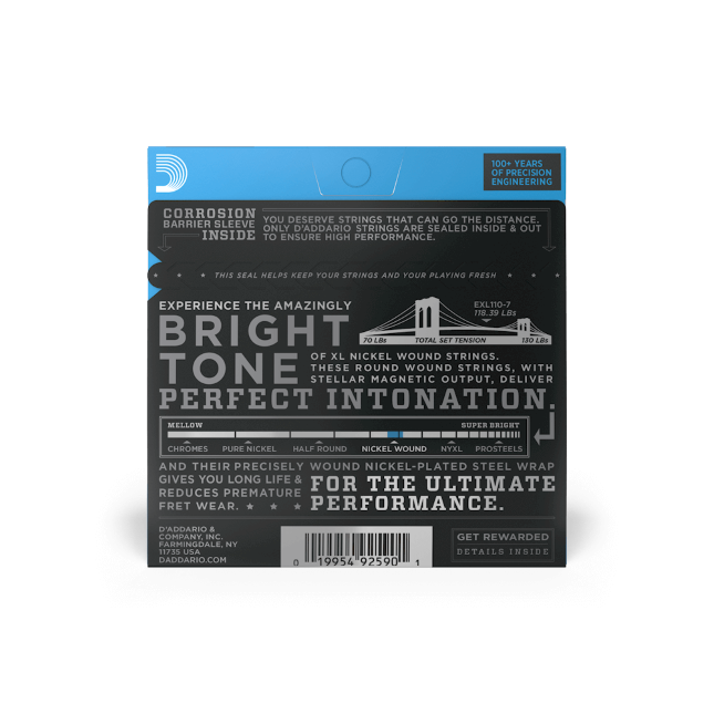 D'addario Jeu De 7 Cordes Exl110-7 Nickel Round Wound 7-string Regular Light 10-59 - Electric guitar strings - Variation 1