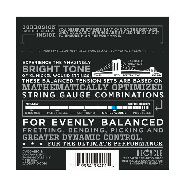 D'addario Jeu De 6 Cordes Exl110bt Nickel Round Wound Balanced Tension Regular Light 10-46 - Electric guitar strings - Variation 1