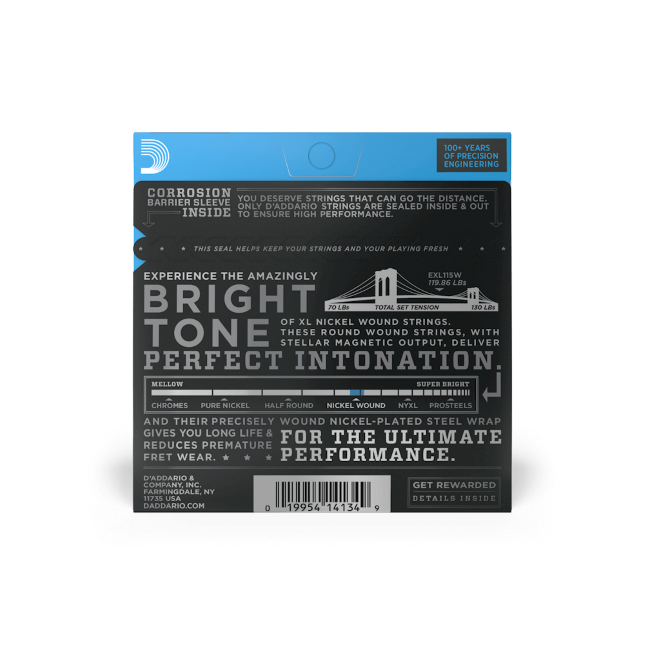 D'addario Jeu De 6 Cordes Exl115w Nickel Round Wound Medium 11-49 - Electric guitar strings - Variation 2