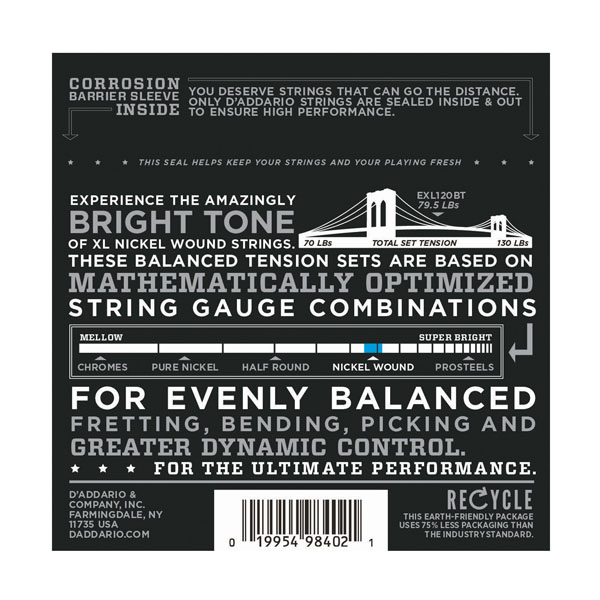 D'addario Exl120bt Nickel Round Wound Balanced Tension Super Light 9-40 - Electric guitar strings - Variation 1