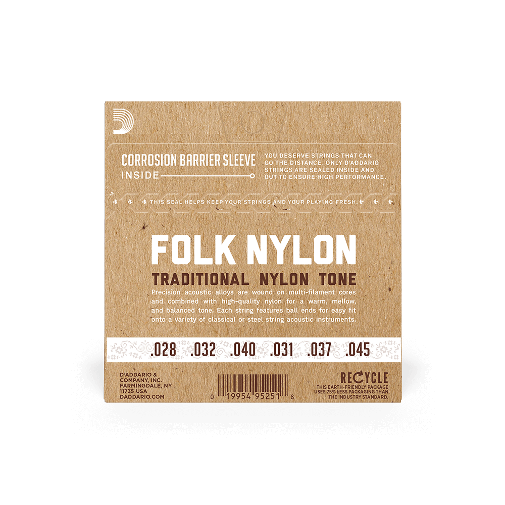 D'addario Ej33 Folk Nylon (6) 80/20 Bronze Wrap, Nylon Core, Clear Nylon Trebles Ball End - Nylon guitar strings - Variation 1