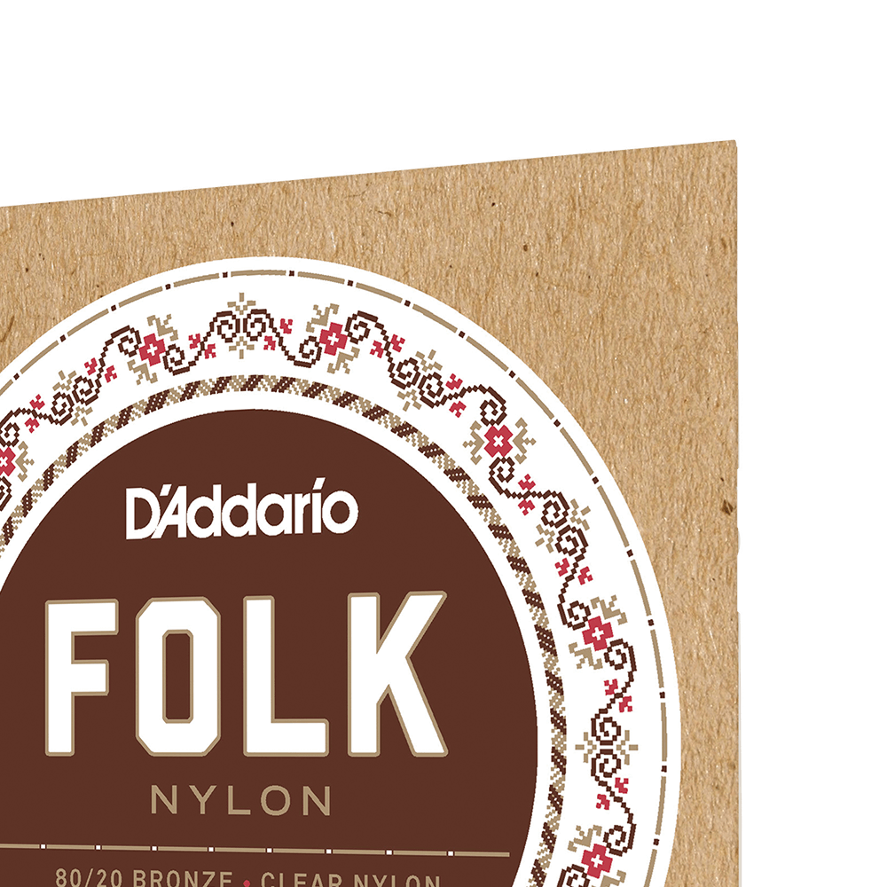 D'addario Ej33 Folk Nylon (6) 80/20 Bronze Wrap, Nylon Core, Clear Nylon Trebles Ball End - Nylon guitar strings - Variation 2