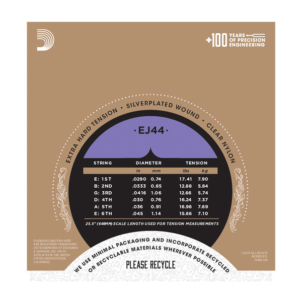 D'addario Jeu De 6 Cordes Ej44 Pro Arte  Classical Nylon Core - Hard Tension - Nylon guitar strings - Variation 2