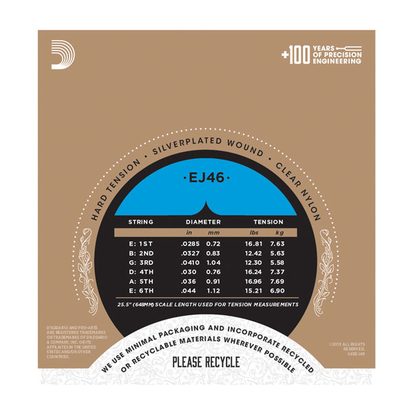 D'addario Jeu De 6 Cordes Ej46 Pro Arte Classical Nylon Core - Hard Tension - Nylon guitar strings - Variation 2