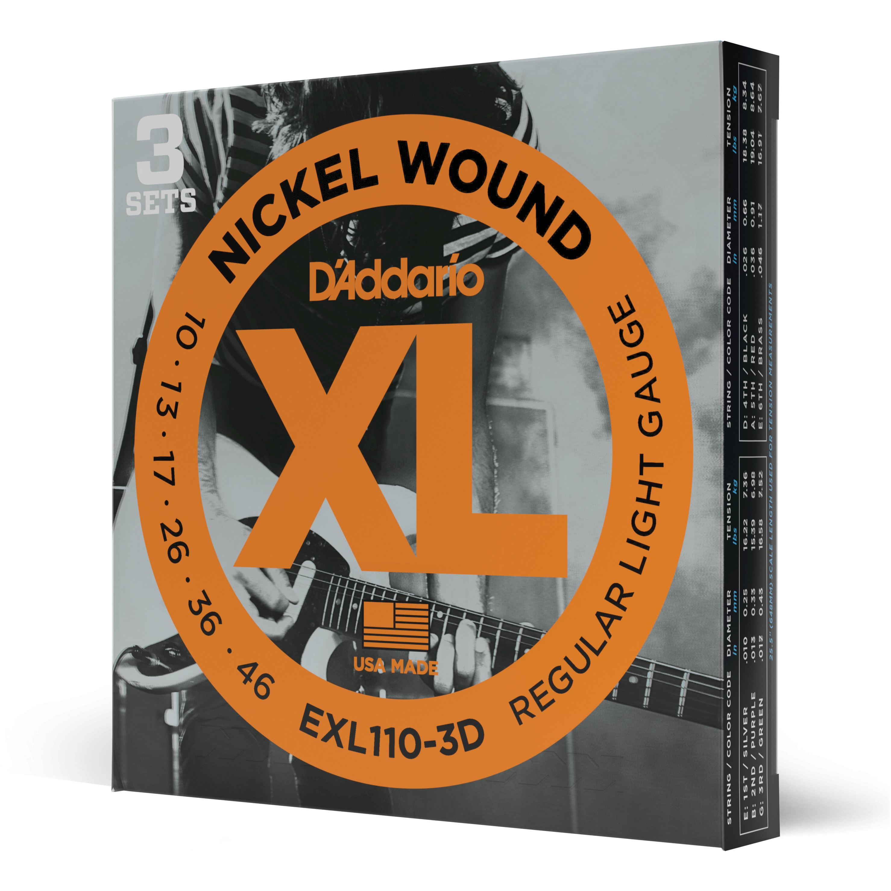 D'addario Jeu De 6 Cordes Exl110 3d Regular Light 10-46 - Electric guitar strings - Variation 3