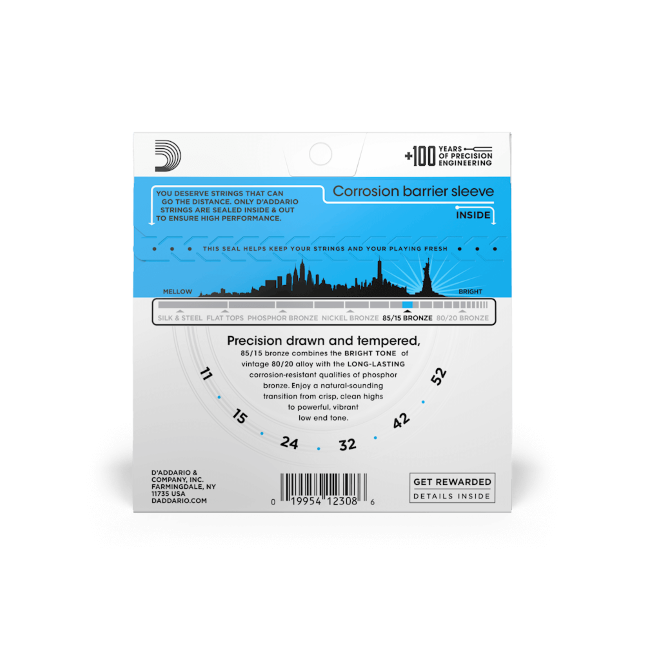 D'addario Jeu De 6 Cordes Guit. Folk 6c 85.15 American Bronze 011.052 Ez910 - Acoustic guitar strings - Variation 1