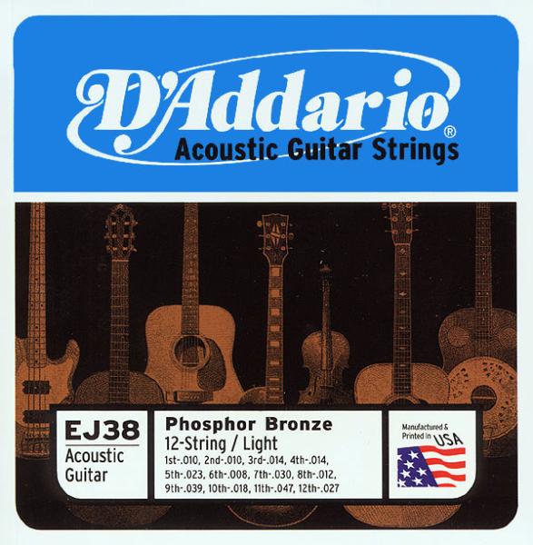D'addario Jeu De 6 Cordes Guit. Folk 6c Phosphor Bronze 010.047 Ej38 - Acoustic guitar strings - Variation 1