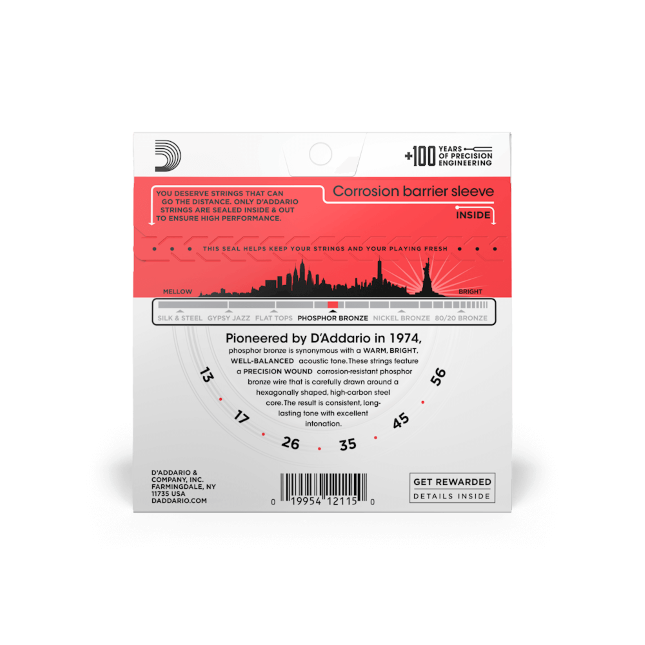 D'addario Jeu De 6 Cordes Guit. Folk 6c Phosphor Bronze 013.056 Ej17 - Acoustic guitar strings - Variation 2