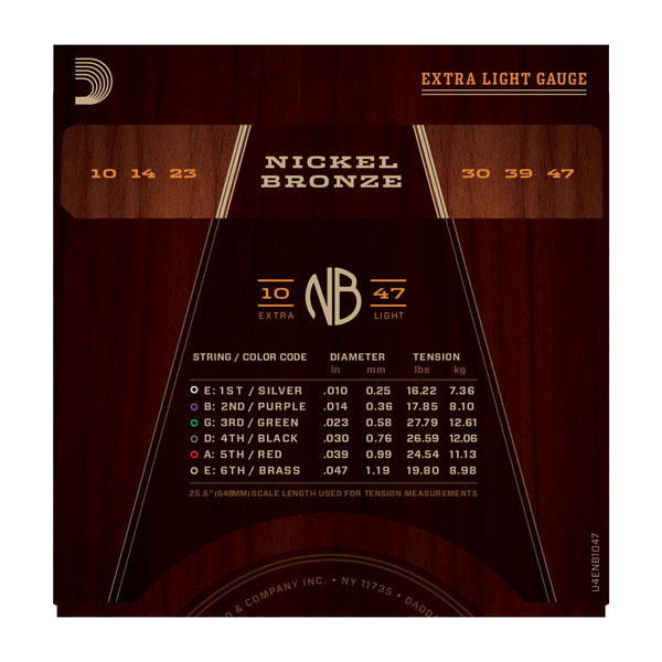 D'addario Nickel Bronze Acoustic Guitar Nb1047 Extra Light 10-47 - Acoustic guitar strings - Variation 2