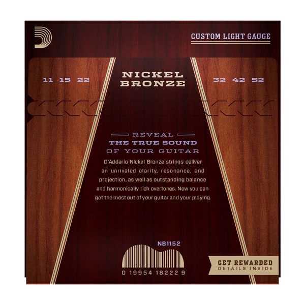 D'addario Jeu De 6 Cordes Nickel Bronze Acoustic Guitar Nb1152 Custom Light 11-52 - Acoustic guitar strings - Variation 1