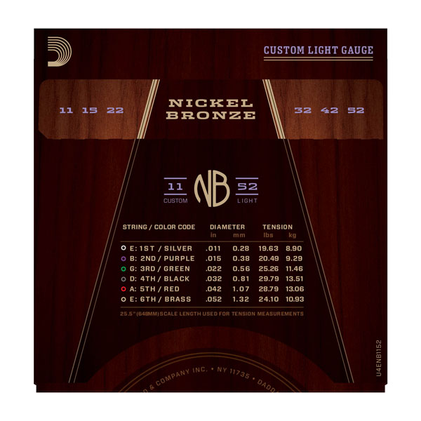 D'addario Jeu De 6 Cordes Nickel Bronze Acoustic Guitar Nb1152 Custom Light 11-52 - Acoustic guitar strings - Variation 2