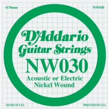 D'addario Corde Au DÉtail Electric (1) Nw030  Single Xl Nickel Wound 030 - Electric guitar strings - Variation 1