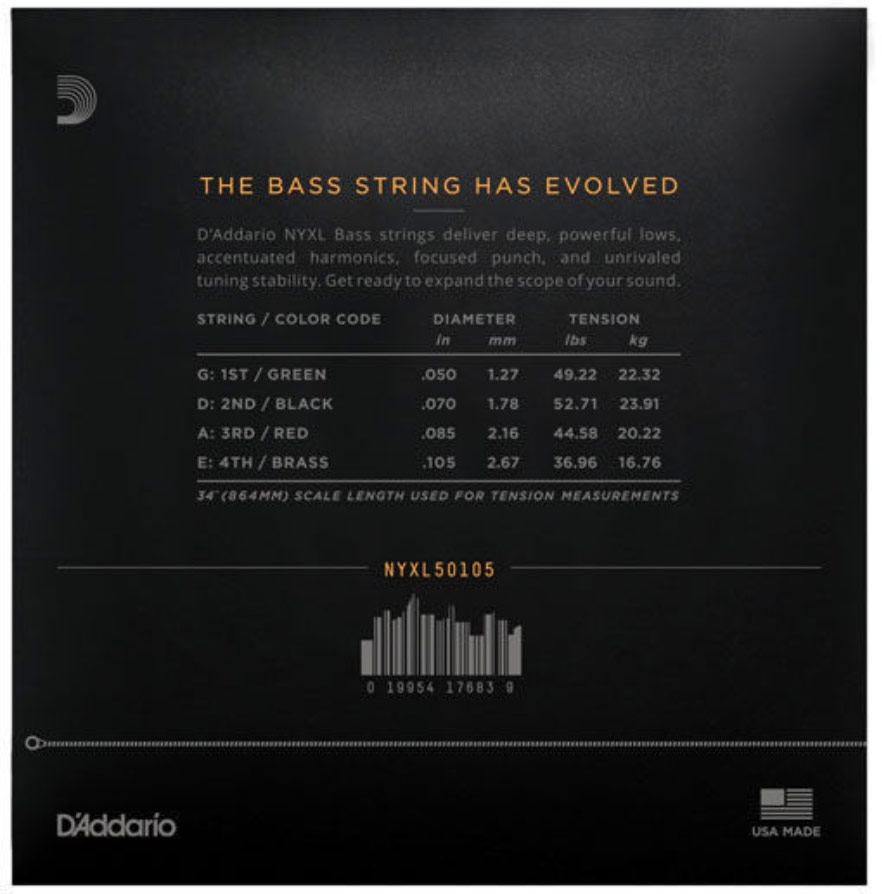 D'addario Jeu De 4 Cordes Nyxl50105 Nickel Wound Electric Bass Long Scale Medium 50-105 - Electric bass strings - Variation 1