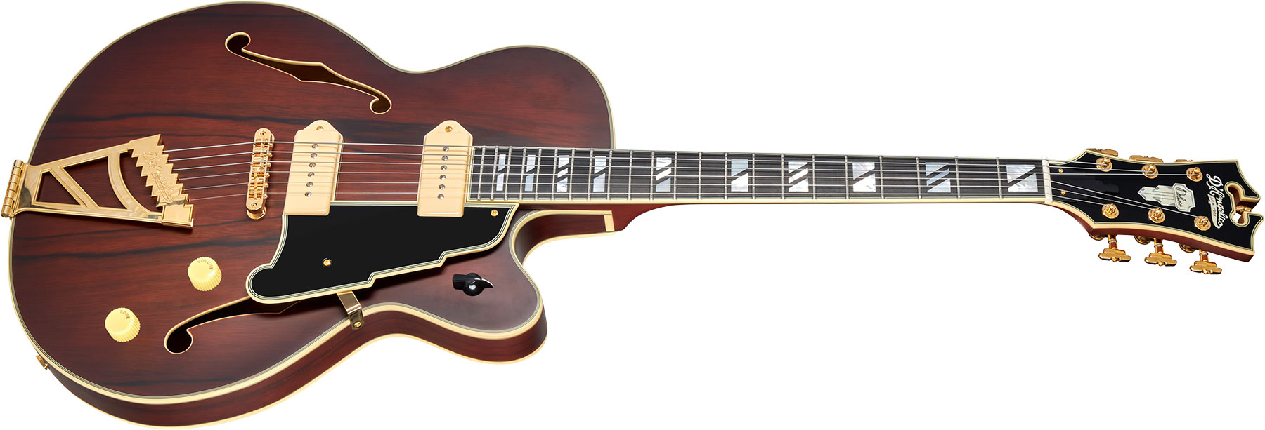 D'angelico 59 Deluxe 2s P90 Ht Eb - Satin Brown Burst - Hollow-body electric guitar - Variation 1