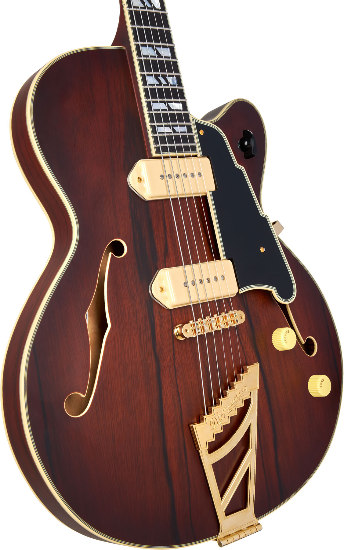 D'angelico 59 Deluxe 2s P90 Ht Eb - Satin Brown Burst - Hollow-body electric guitar - Variation 3