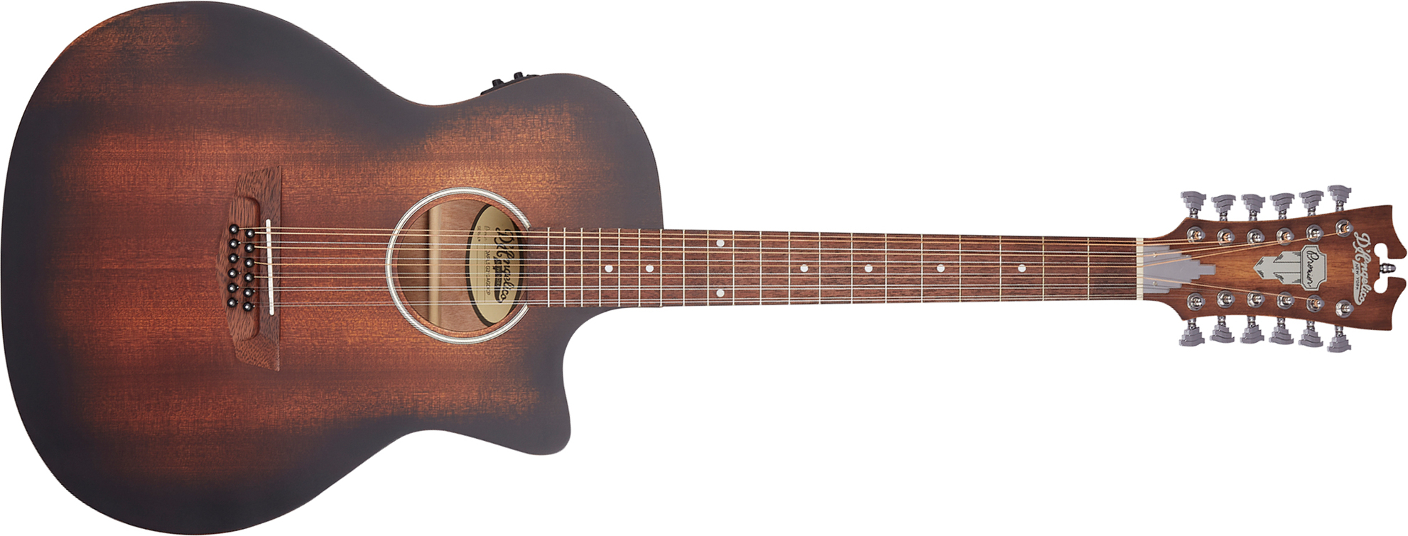 D'angelico Premier Fulton Ls 12-string Grand Auditorium Cw 12c Tout Acajou Mer - Aged Mahogany - Folk guitar - Main picture