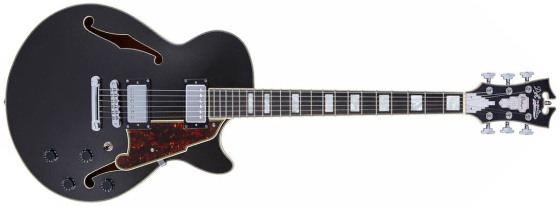 D'angelico Ss Premier 2h Ht Ova - Black Flake - Semi-hollow electric guitar - Main picture
