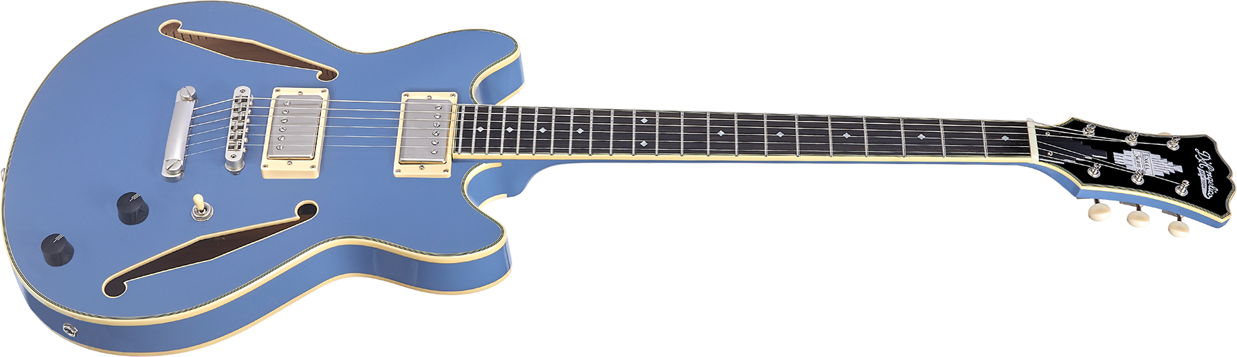 D'angelico Mini Dc Tour Excel 2h Ht Eb - Slate Blue - Semi-hollow electric guitar - Variation 1
